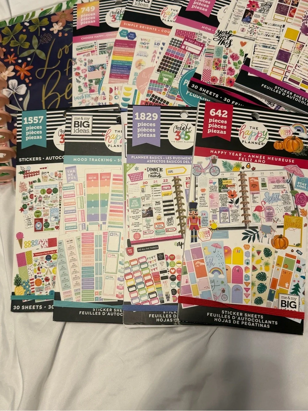 Happy Planner Bundle - 2  Covers + 9 Partially Used Sticker Books